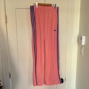 adidas Pink Track Pants with Blue Stripes